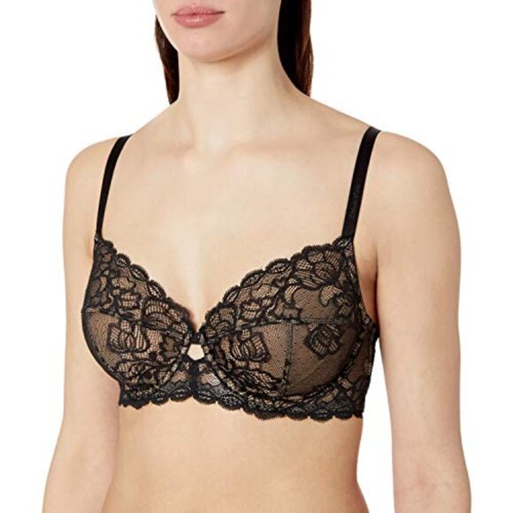 Calvin Klein Seductive Comfort Lace Multi-Part Cup Bra QF1741 Black 44C - Picture 3 of 4